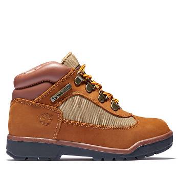 Timberland Leather/Fabric Mid Field - Hnede Cizmy Detske, TB0611Q